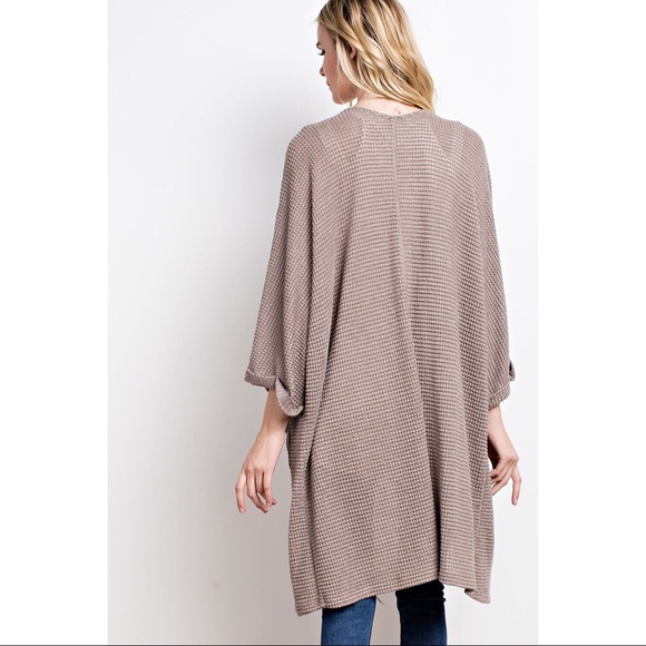 >>LAST<< Emily Waffle Knit Duster - Latte - Picture 5 of 5